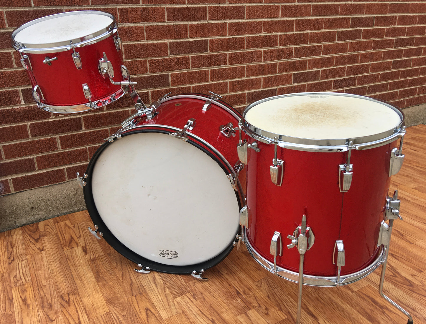 1965 Ludwig Down Beat Drum Set - Red Sparkle 20/12/14