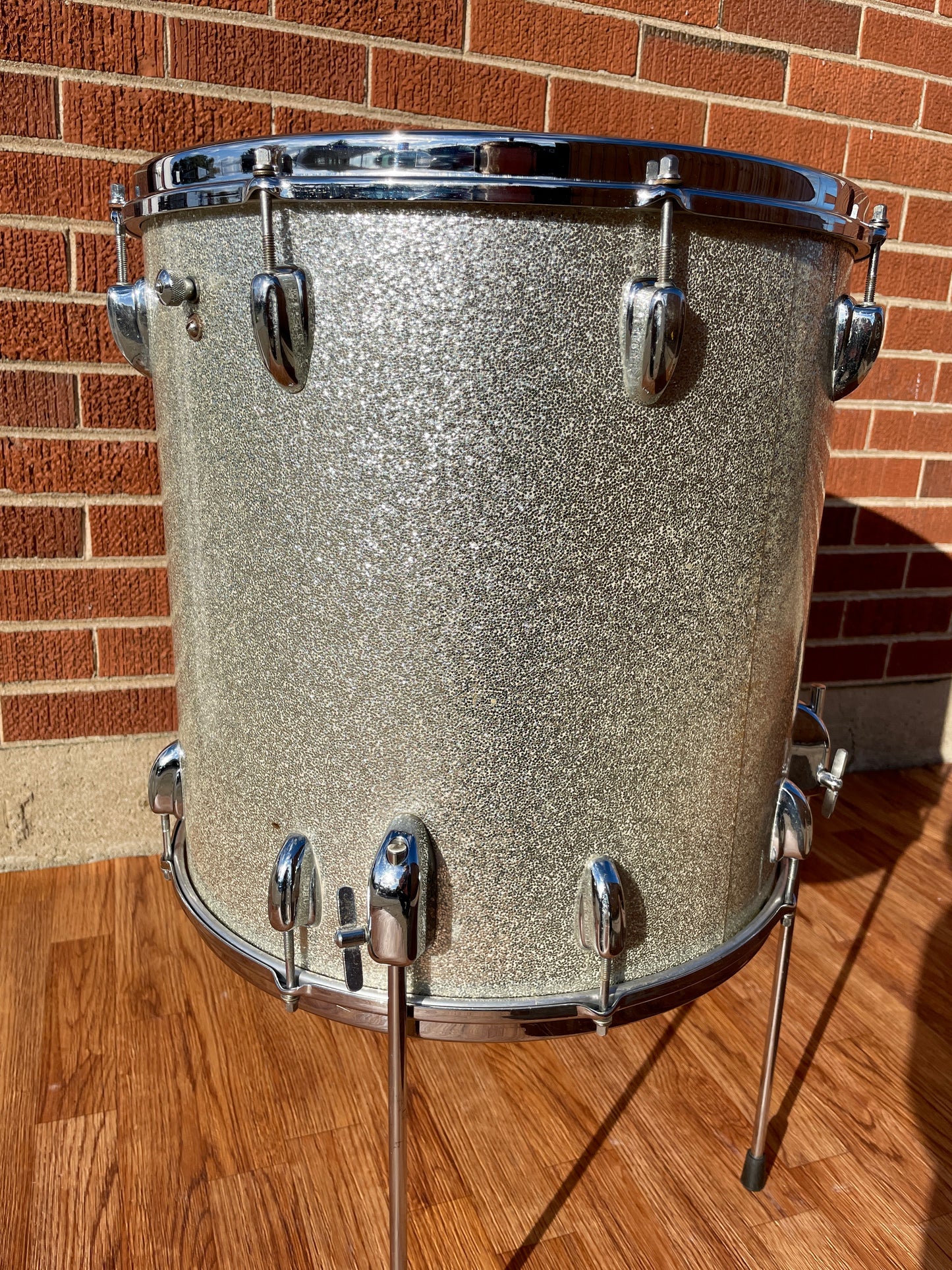1966 Slingerland 16x16 Floor Tom Drum Silver Sparkle