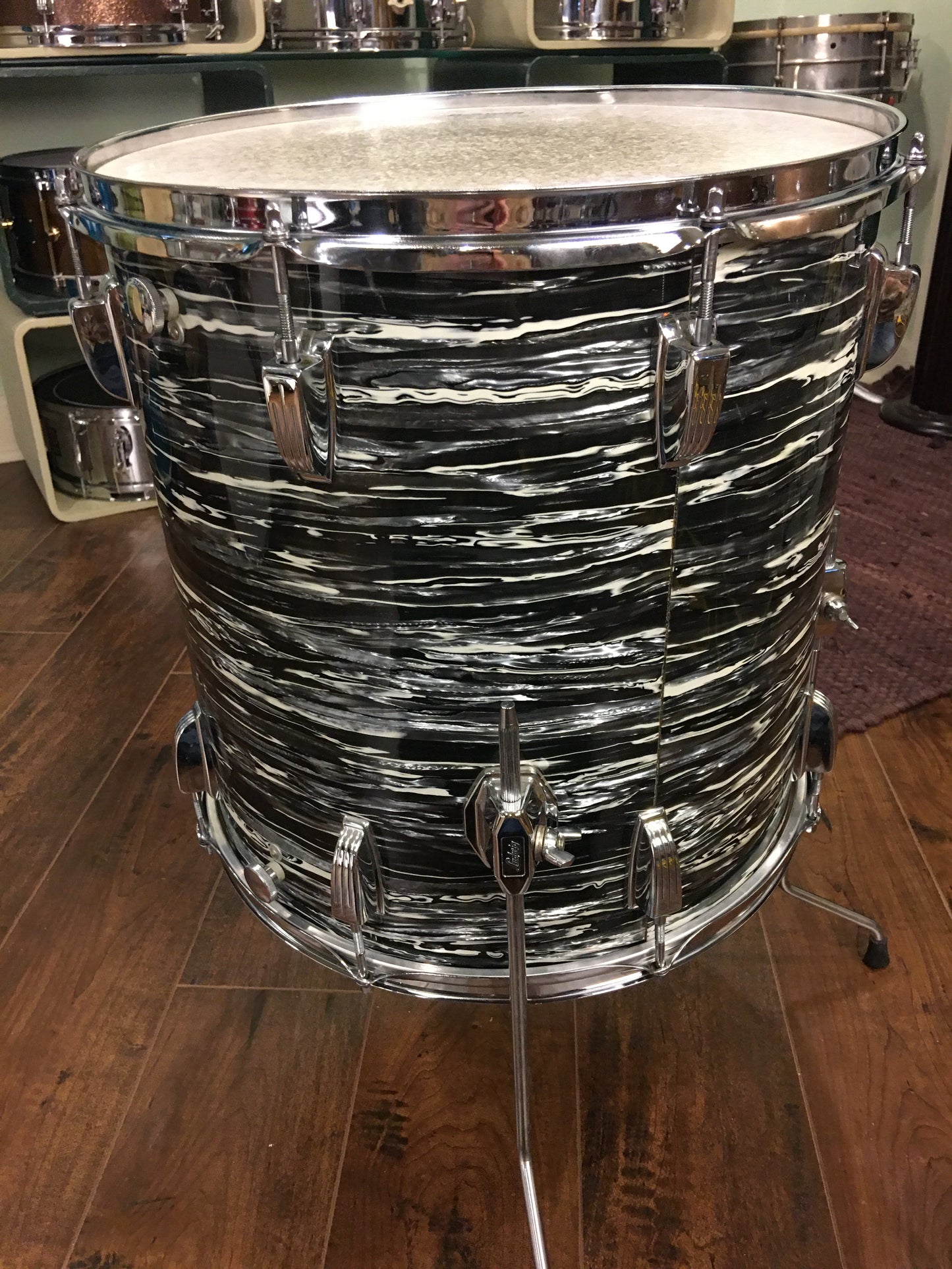 1972 Ludwig 16x16 Oyster Black Pearl Classic Floor Tom Drum 3 Ply