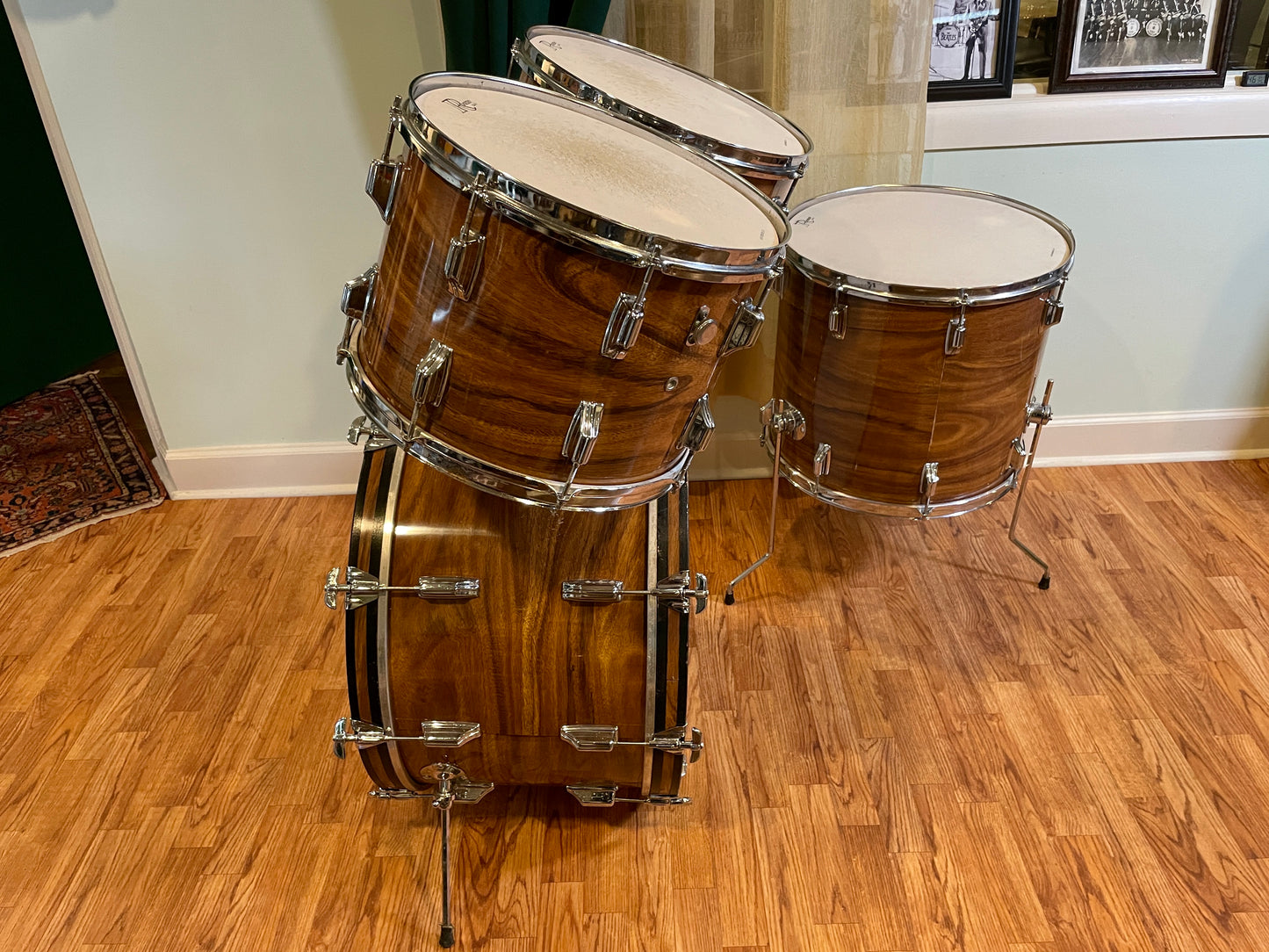 1970s Rogers Powertone Drum Set Koa 24/14/15/18