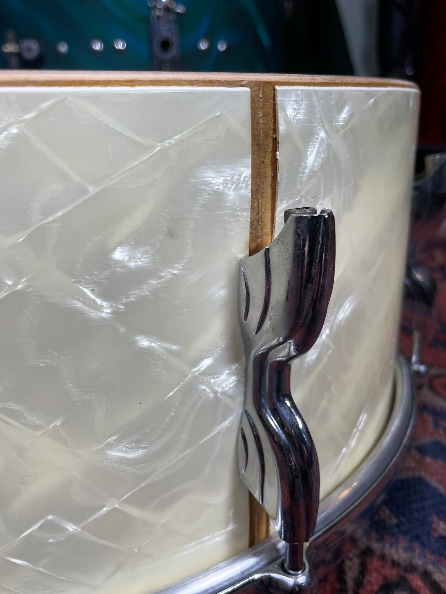 1950s Premier 5.5x14 Super Ace Snare Drum White Marine Pearl