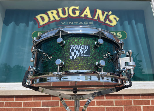 Trick 6x14 Vented Snare Drum Green / Red Sparkle GS007