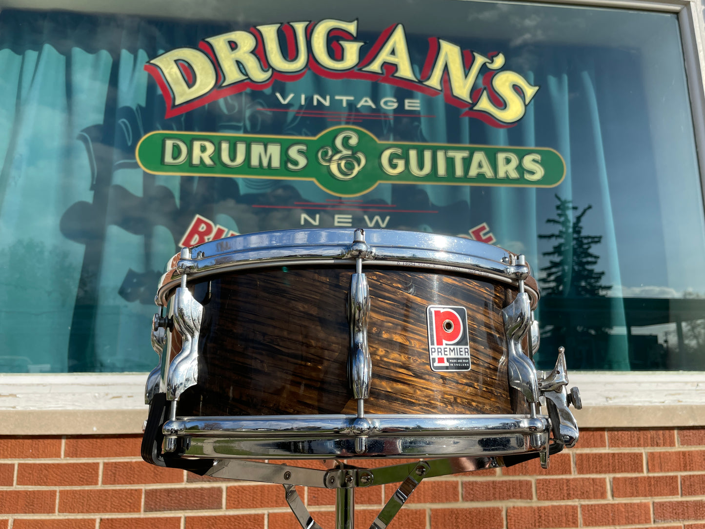 1960s Premier Royal Ace 5.5x14 Snare Drum Mahogany Duroplastic Root Beer Swirl Ringo Rootbeer