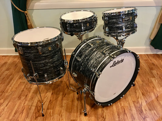 Ludwig Legacy Maple Fab 3 Piece Drum Set Vintage Black Oyster Pearl 22/13/16