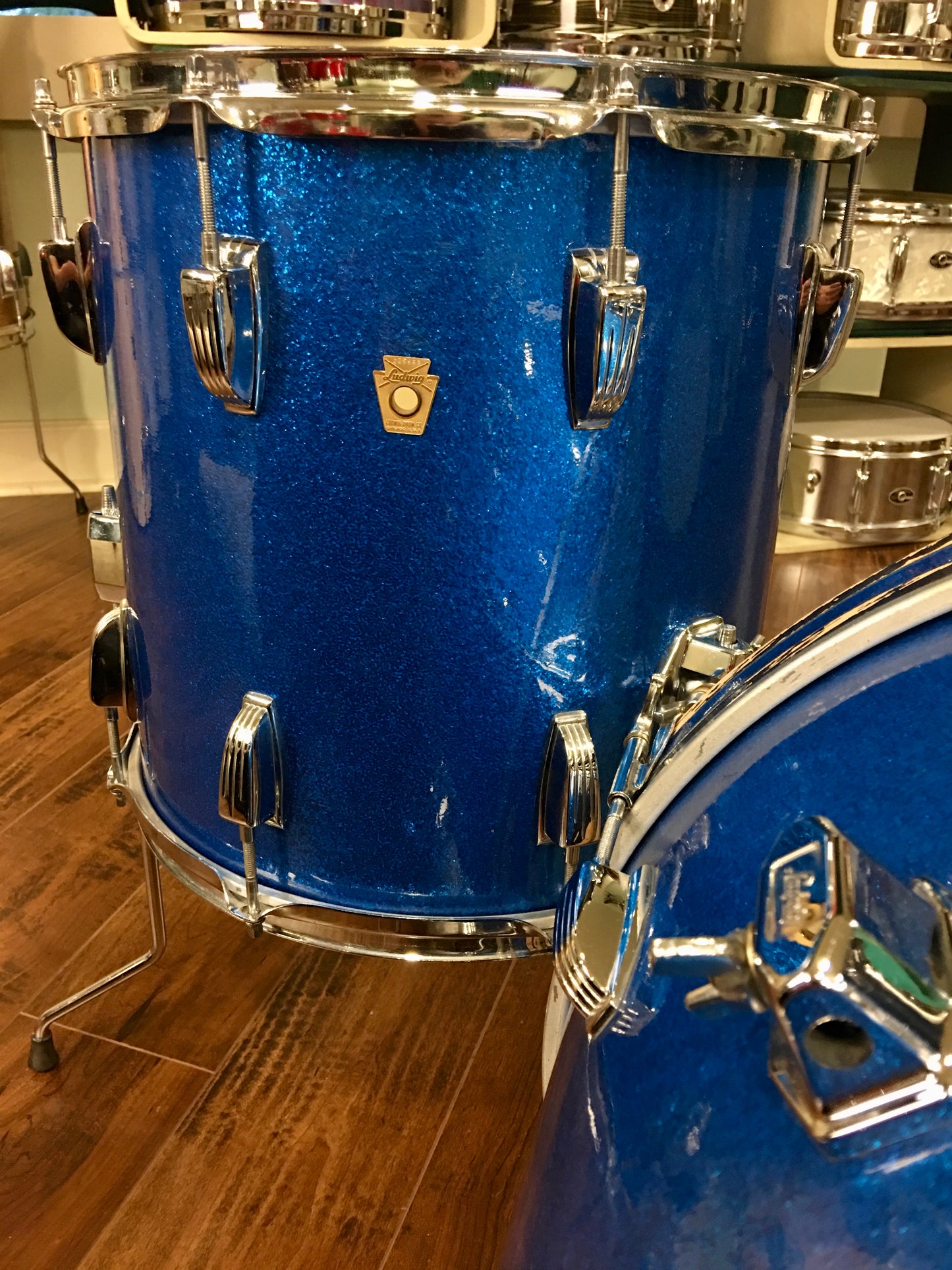 1965 Ludwig Down Beat Drum Set - Blue Sparkle 20/12/14
