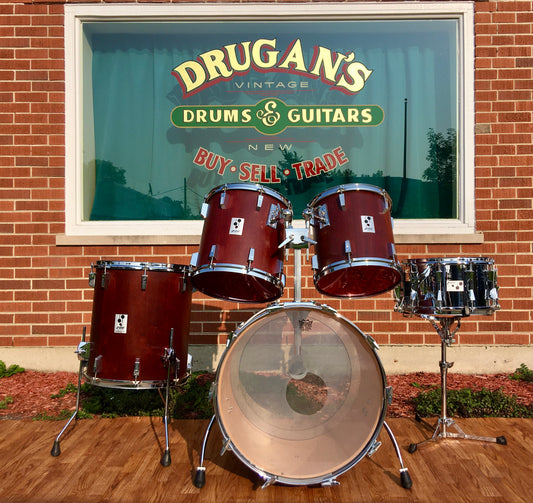 1980s Sonor Phonic Plus 4pc 9 Ply Beachwood Drum Set Red Mahogany 22/13/14/16