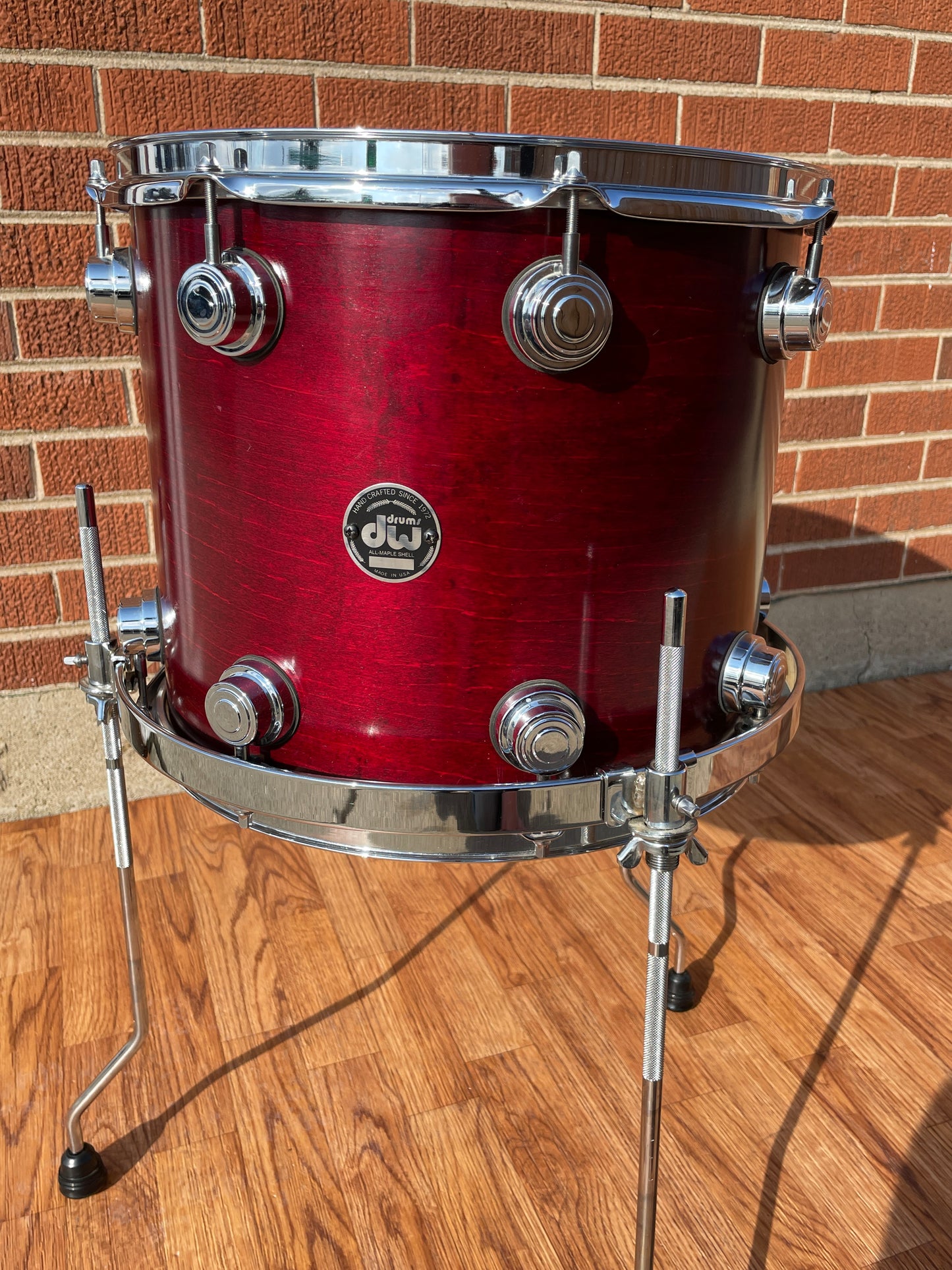 DW 12x14 Floor Tom Single Drum Cherry Satin Oil Drum Workshop