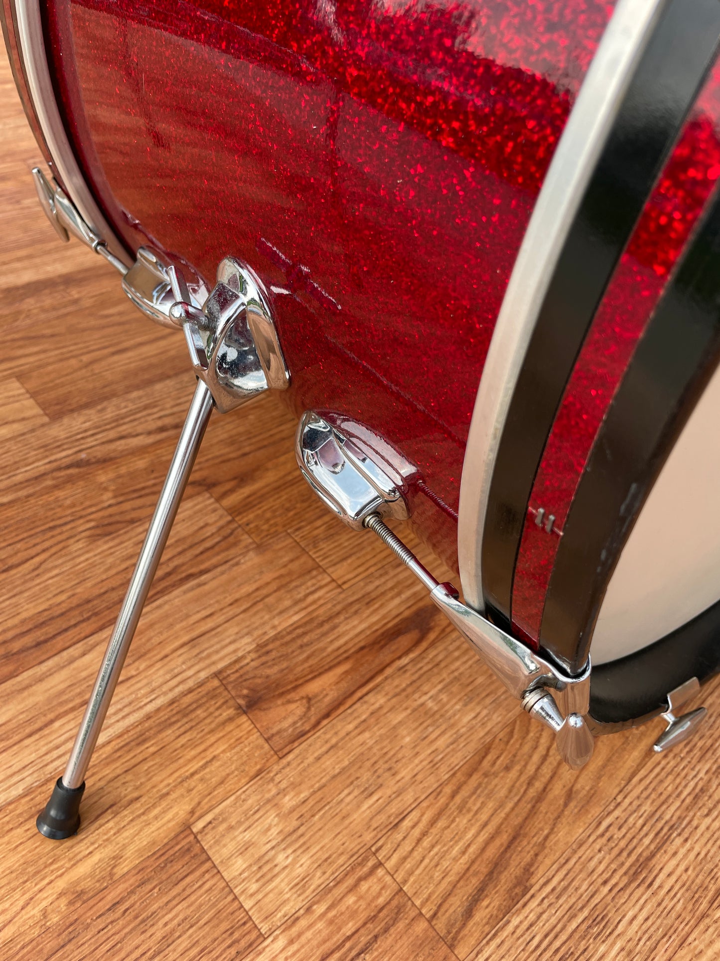 1963 Slingerland Modern Solo Outfit 2R Drum Set Red Glass Glitter Sparkle