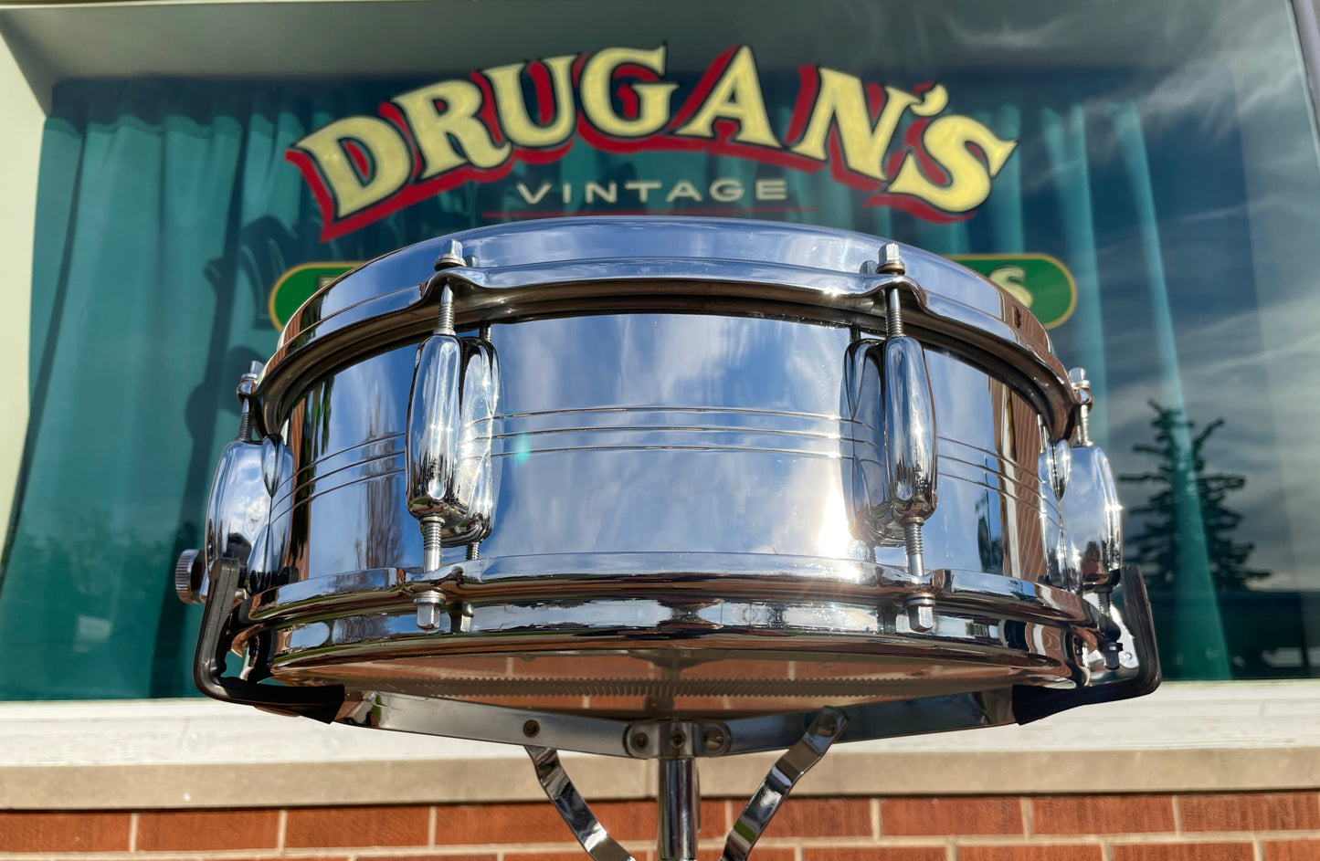 1960s Slingerland No. 130 Gene Krupa 5x14 Sound King Chrome Over Brass Snare Drum w/ Zoomatic Strainer
