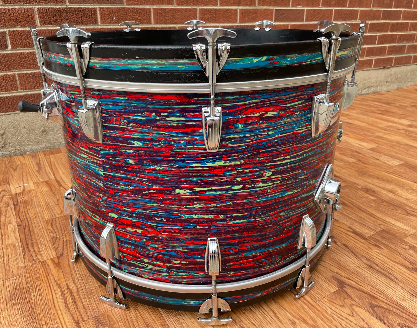 1970s Ludwig 14x22 Bass Drum Psychedelic Red