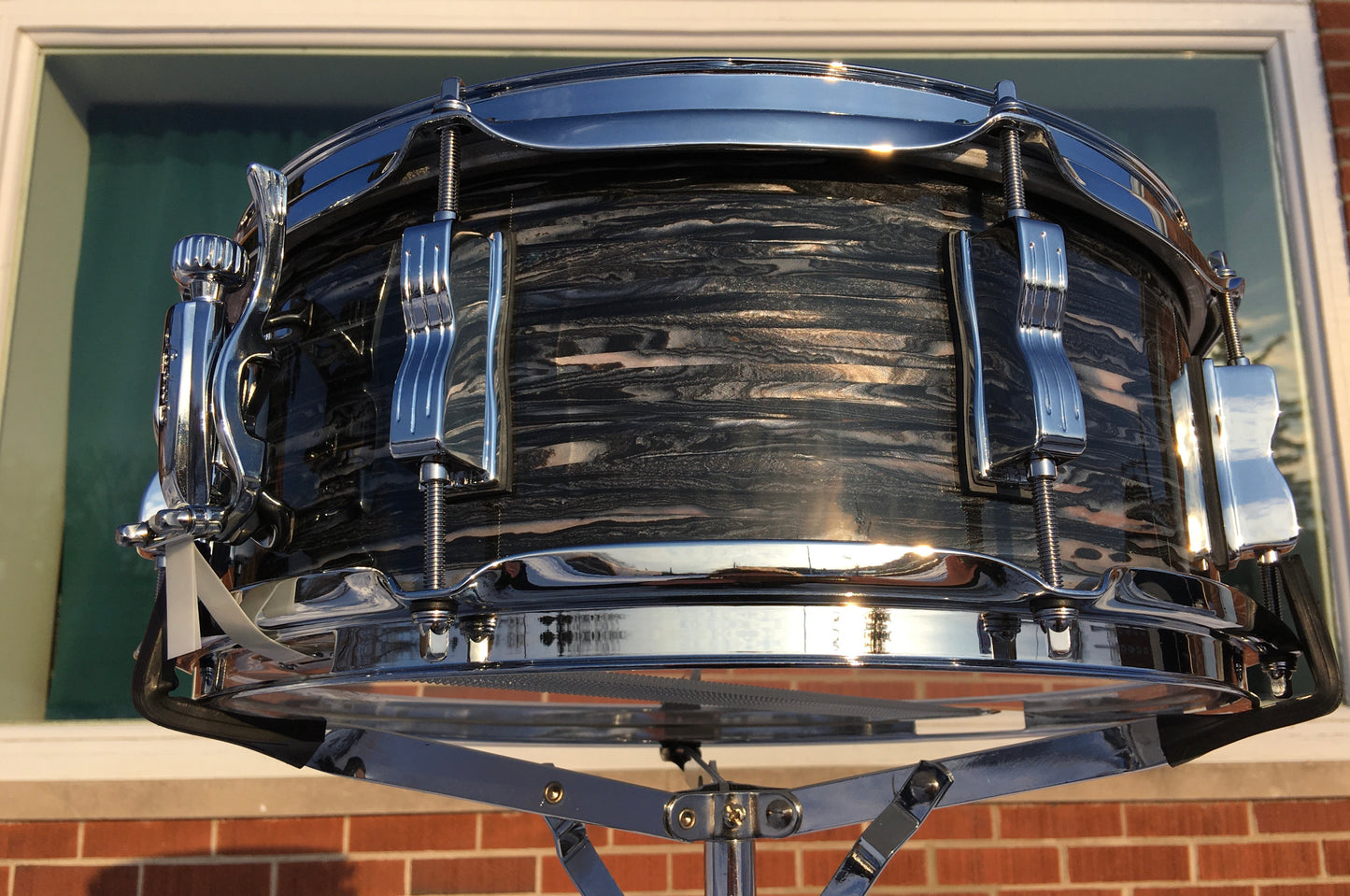 Ludwig 5.5x14 Jazz Fest LS9081Q 3-Ply Mahogany Snare Drum Vintage Black Oyster Pearl