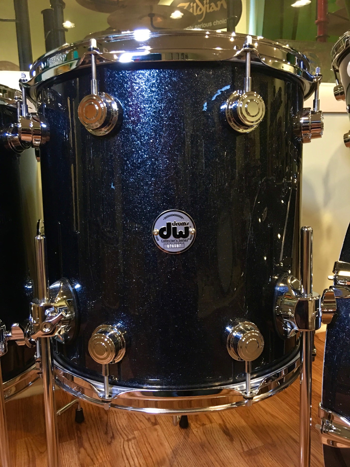 DW Collector's Series 5pc Pure Maple Drum Set Gun Metal Sparkle Glass 22/10/12/14/16