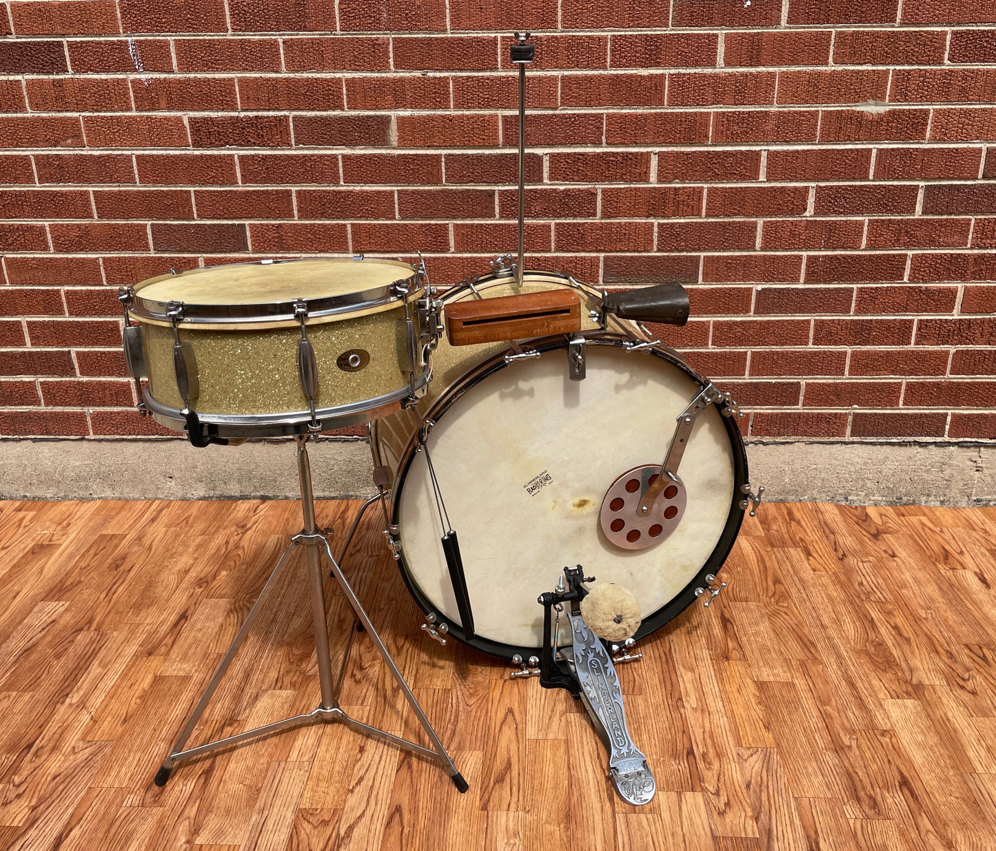 1950s Slingerland Ensemble 3-N Radio King Jam Session Outfit 2pc. Silver Sparkle Drum Set