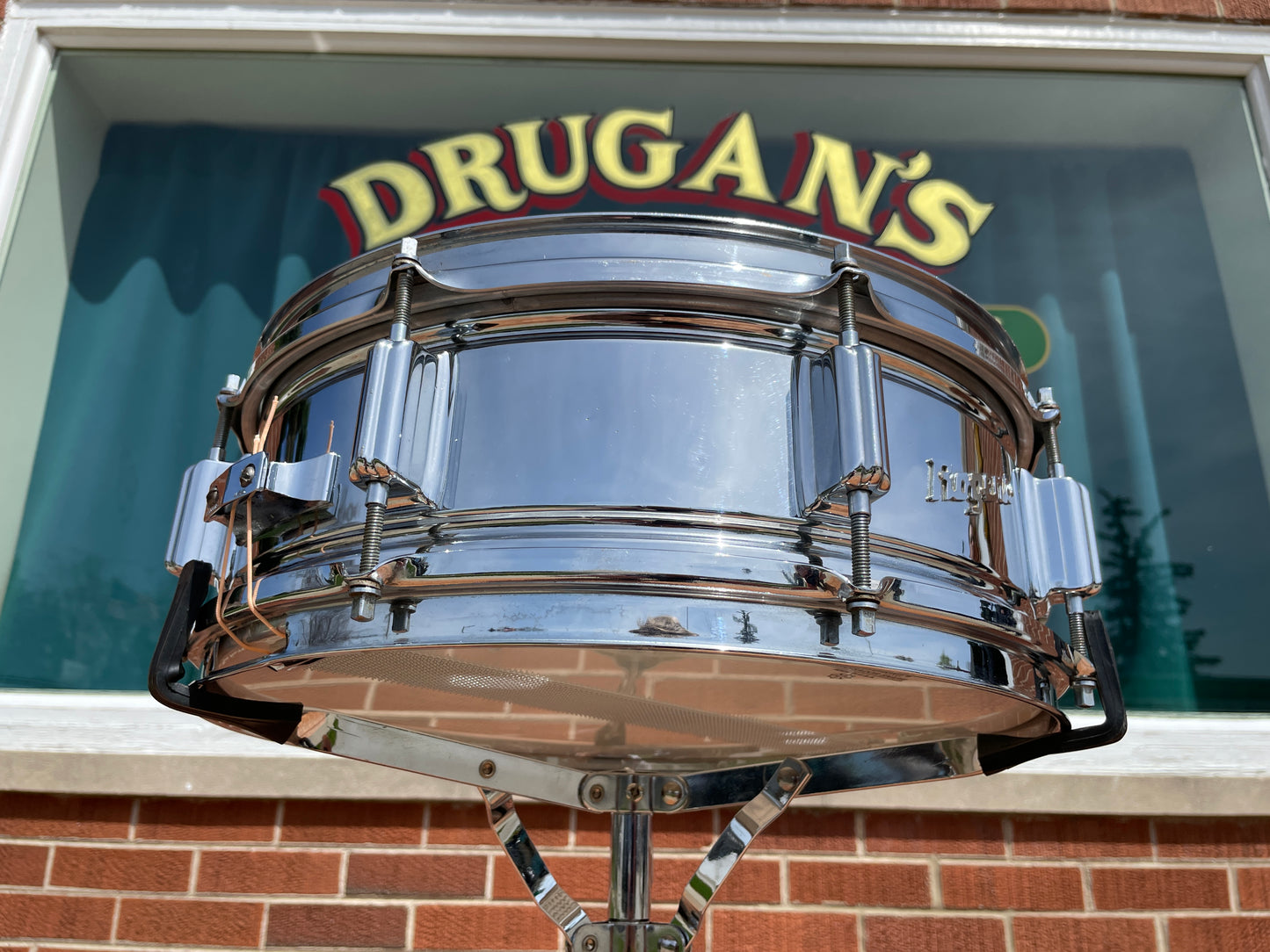 1960s Rogers 5x14 Powertone Snare Drum Chrome Over Brass Dayton