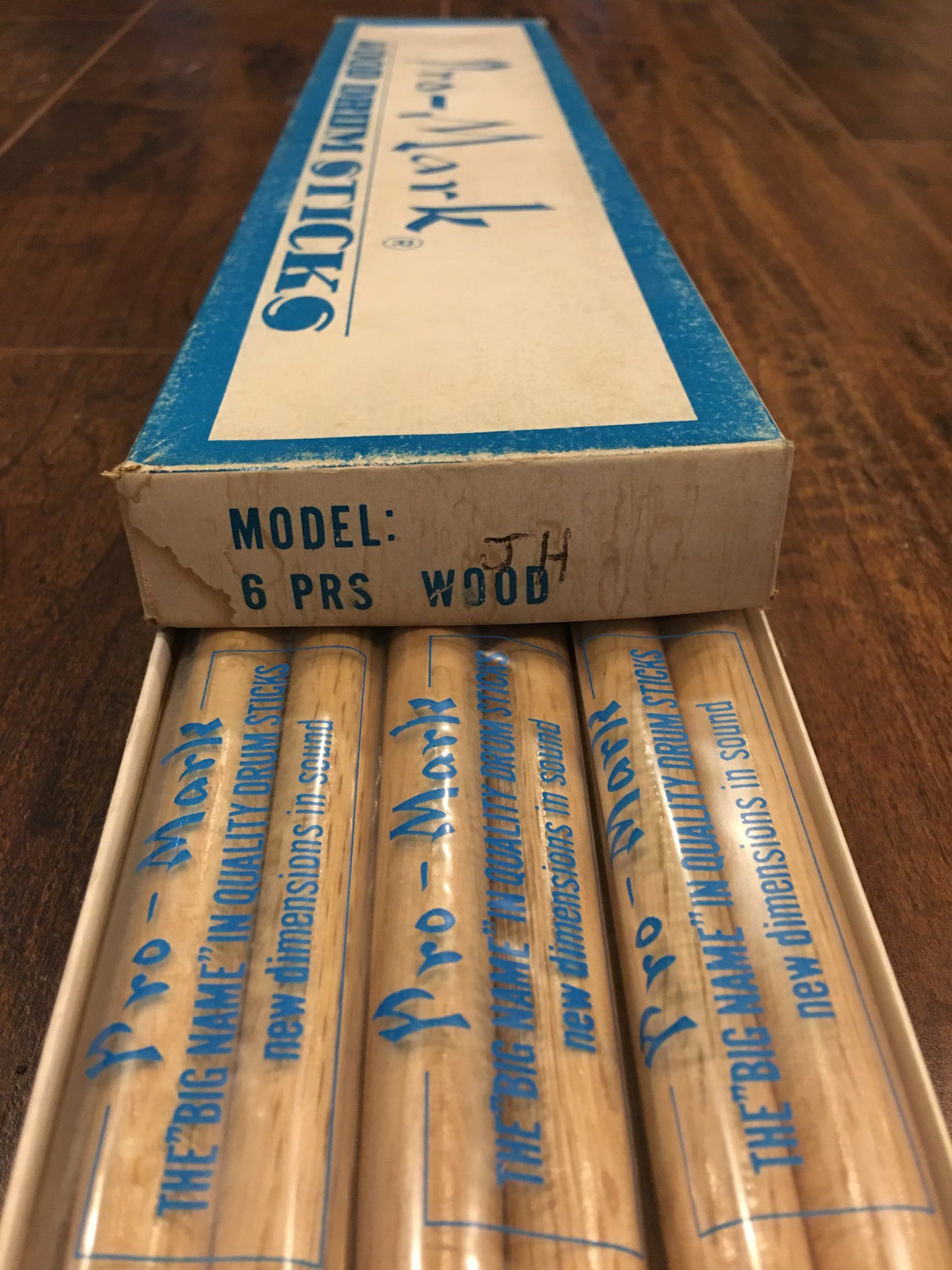 1960s NOS Pro-Mark Model JH Drumsticks Wood Tip 6 Pairs w/ Box Made In Japan