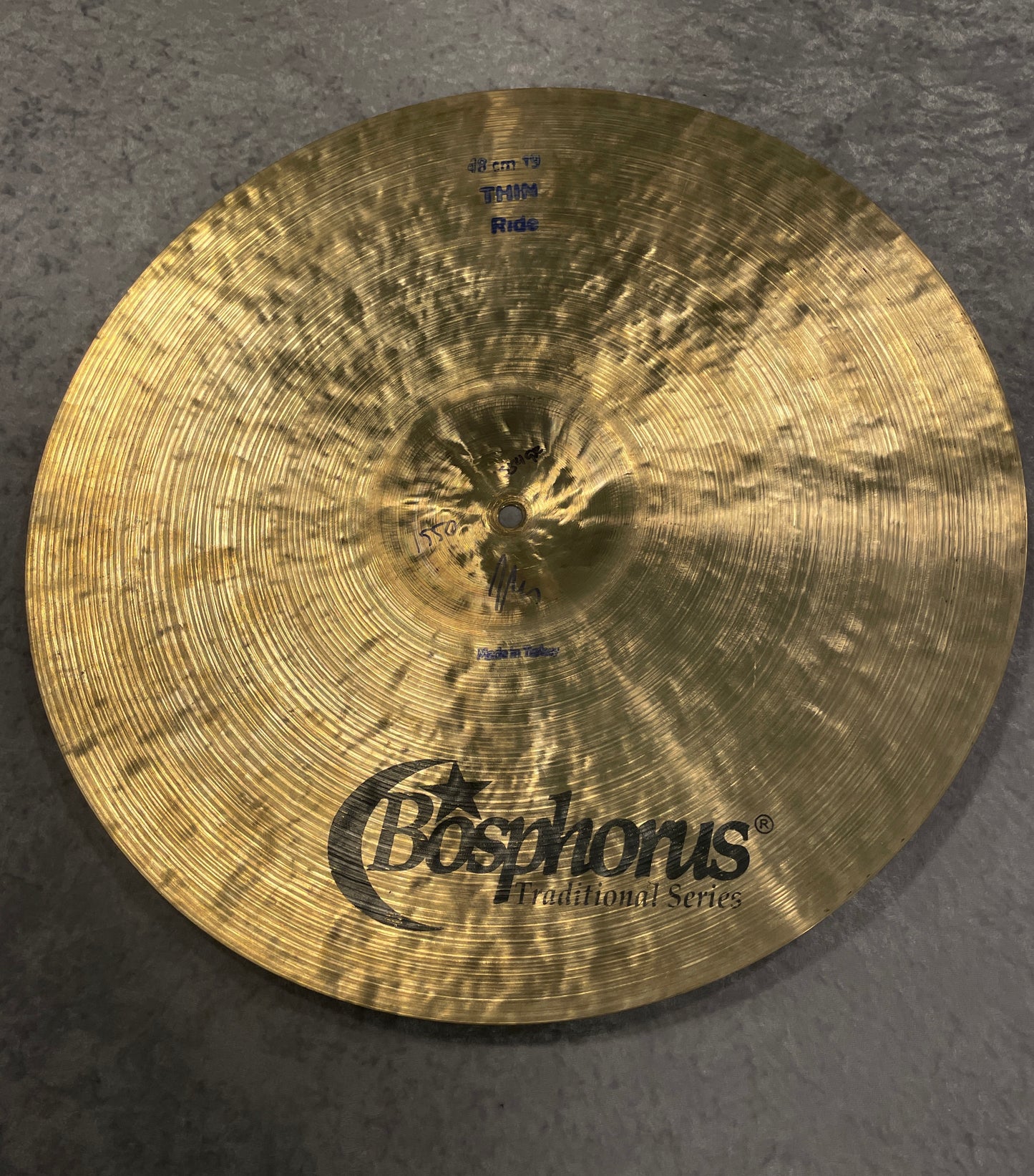 19" Bosphorus Traditional Series Thin Ride Cymbal 1554g