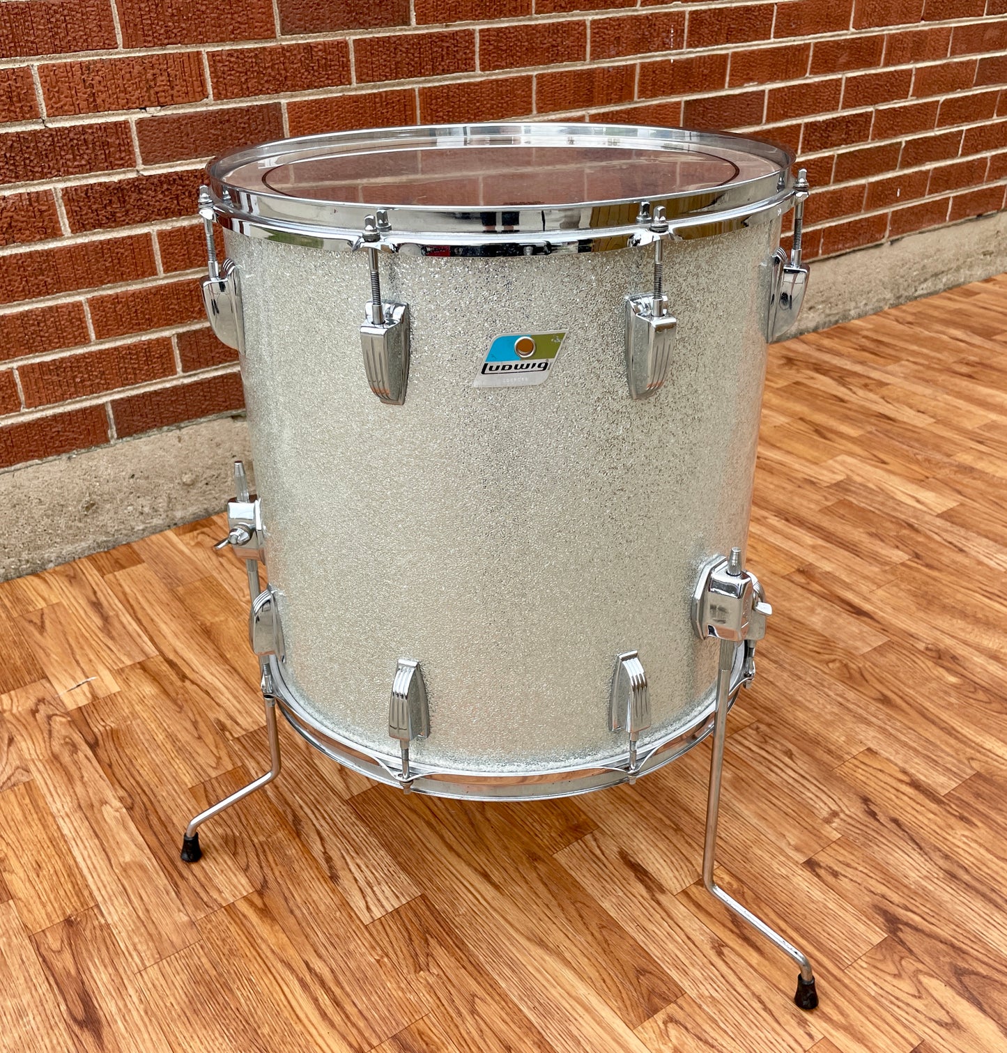 1970s Ludwig 16x16 Floor Tom Silver Sparkle