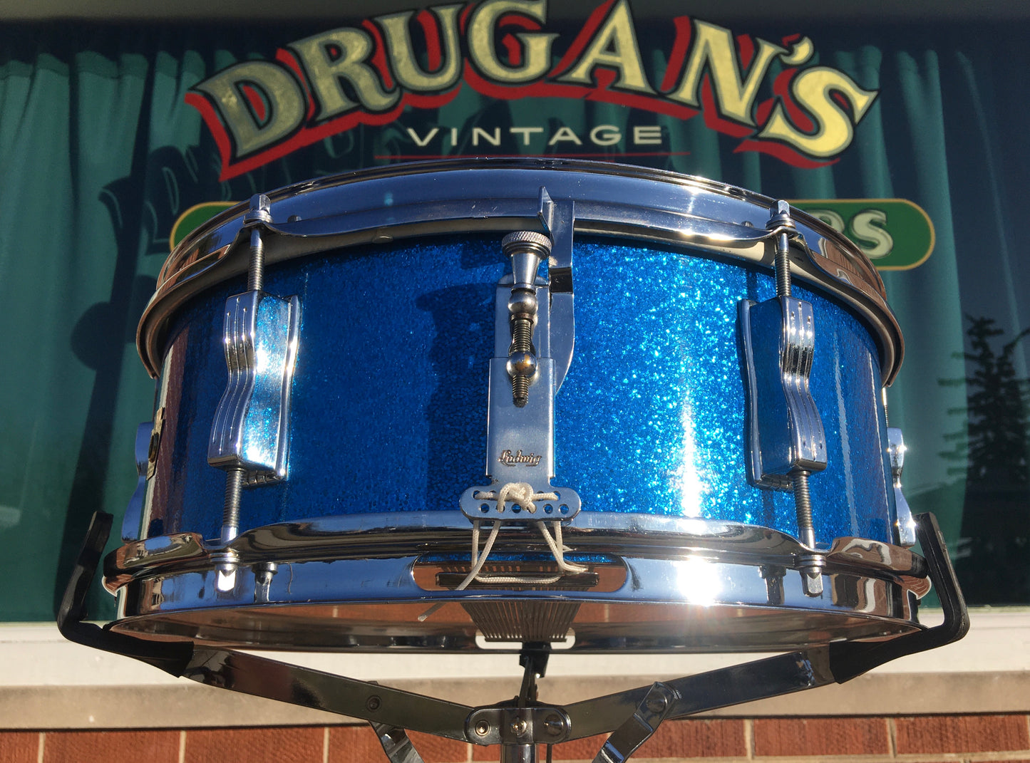 1967 Ludwig Keystone 5x14 Pioneer Snare Drum Blue Sparkle