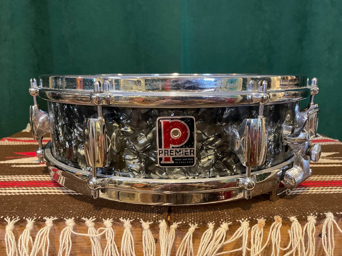 1960s Premier 4x14 Royal-Ace 4 Black Dimond Pearl