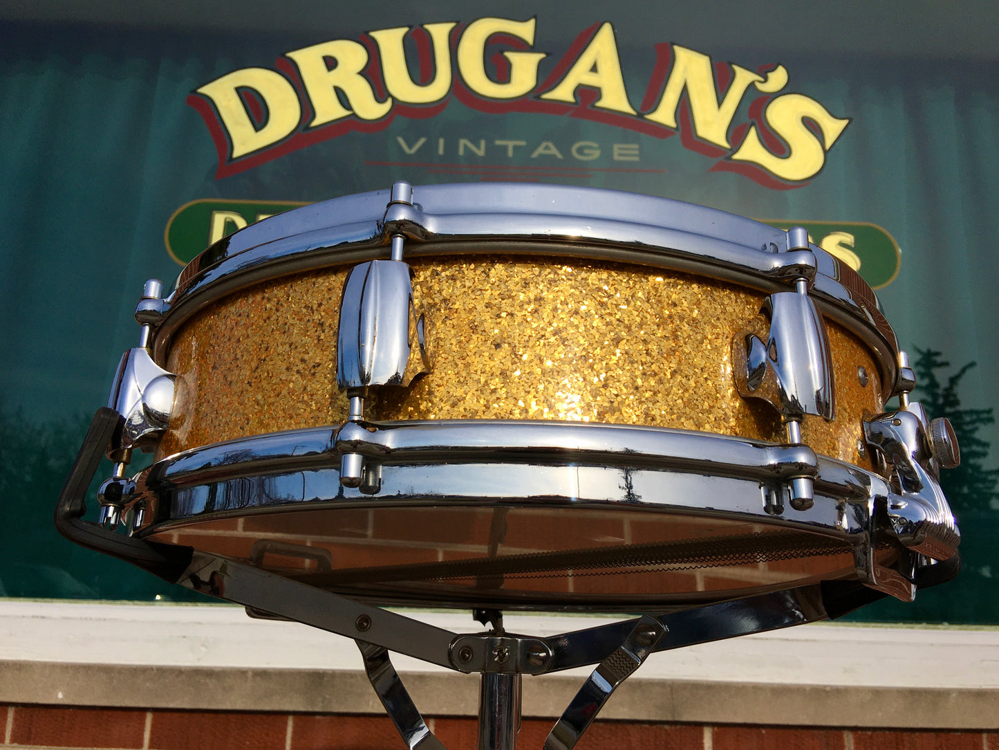 1960s Premier 4x14 Royal Ace 4 Snare Drum Gold Sparkle