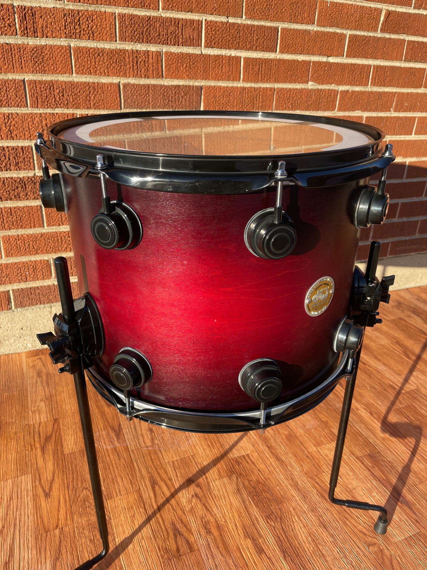 DW Collector's Series 11x14 Floor Tom Drum Single Red-Black Fade Burst Drum Workshop