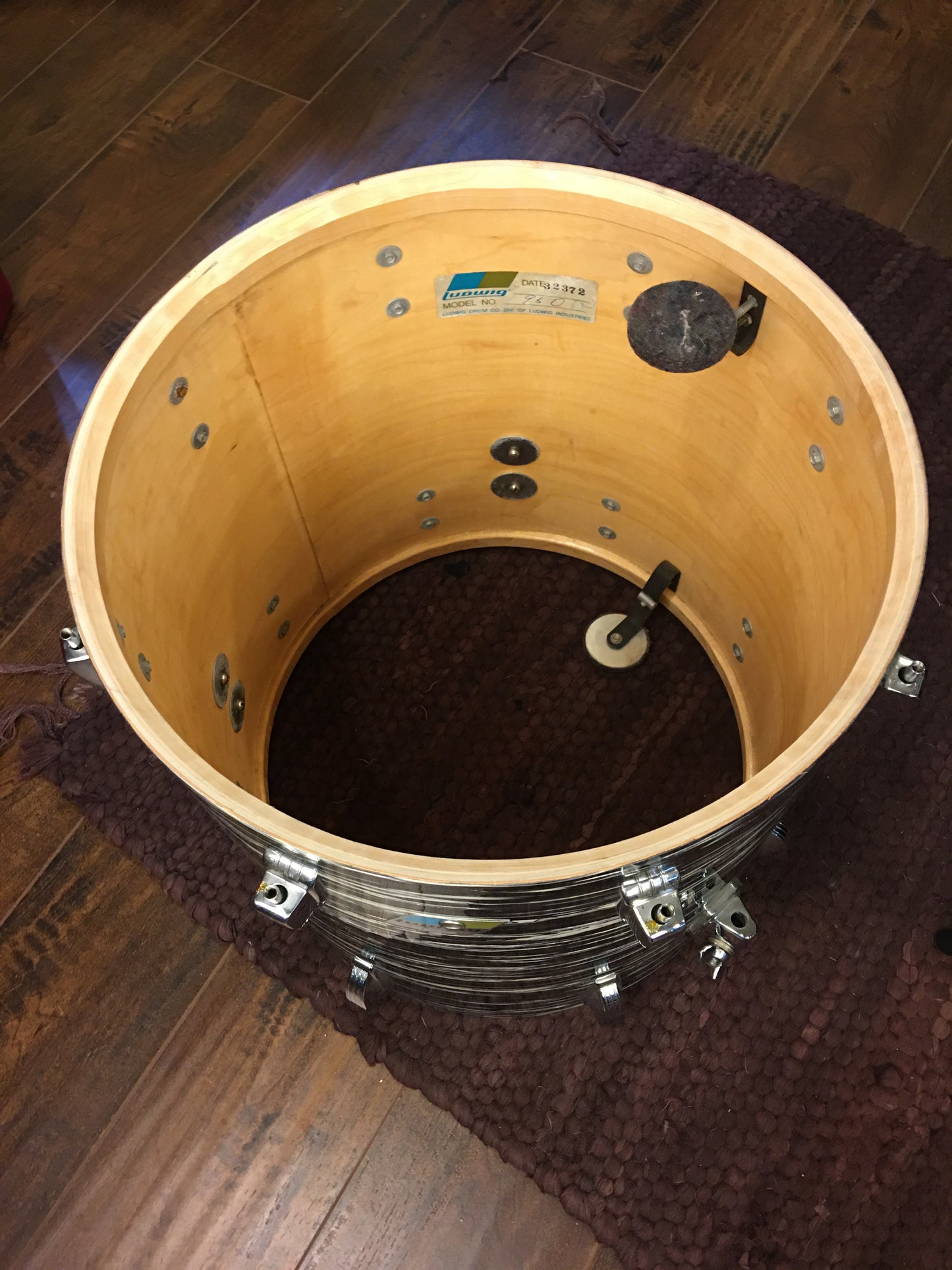 1972 Ludwig 16x16 Oyster Black Pearl Classic Floor Tom Drum 3 Ply