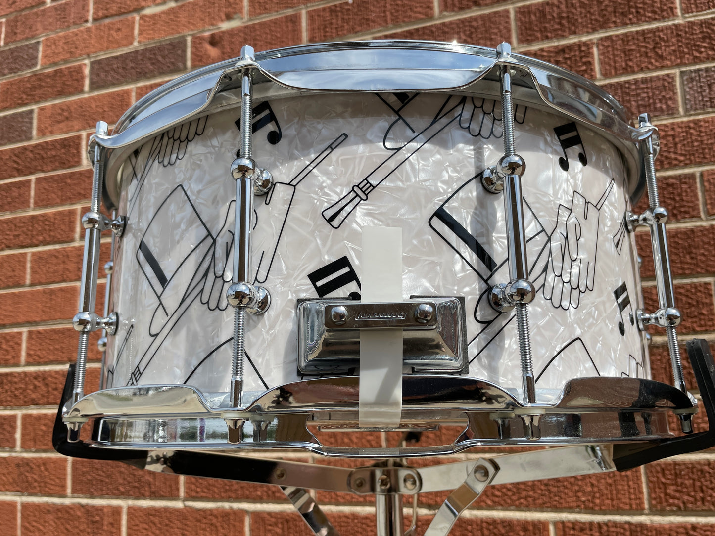 N.O.S. 1999 Ludwig 6.5x14 90th Anniversary Top Hat and Cane Snare Drum w/ Original Case