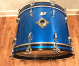 1970s Ludwig Silver Badge Quadra Plus 3 Ply Drum Set Blue Silk 22/13/14/15/16/18
