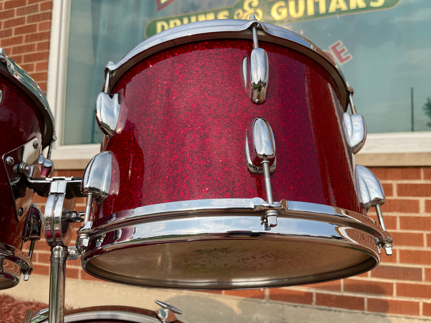 1963 Slingerland Modern Solo Outfit 2R Drum Set Red Glass Glitter Sparkle