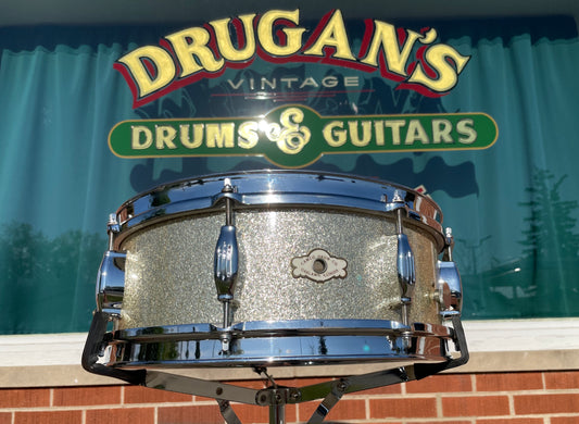 1960s Camco Oaklawn "Orchestra" Tuxedo 5x14 4 Ply Snare Drum Silver Sparkle
