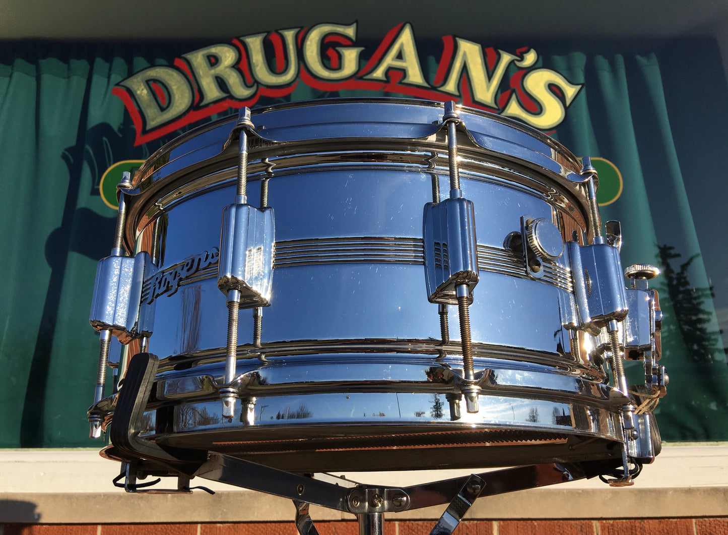 1974 Rogers 6.5x14 Chrome Over Brass Dynasonic Snare Drum