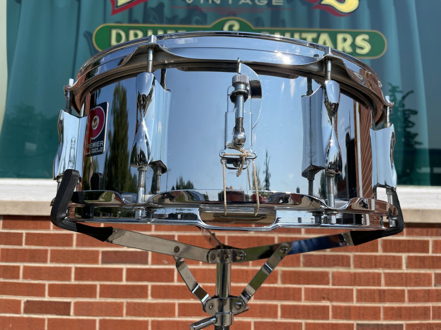 Vintage Premier 5.5x14 Model 1005 Snare Drum Chrome Over Steel Made in England