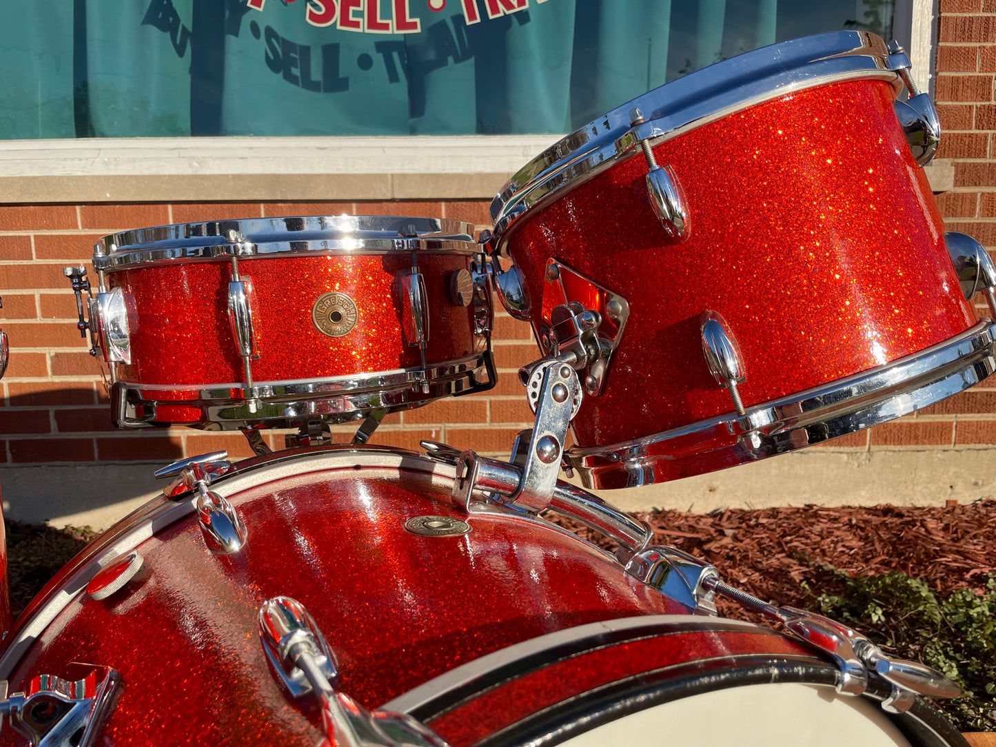 1960s Gretsch Progressive Jazz Drum Set Tangerine Sparkle