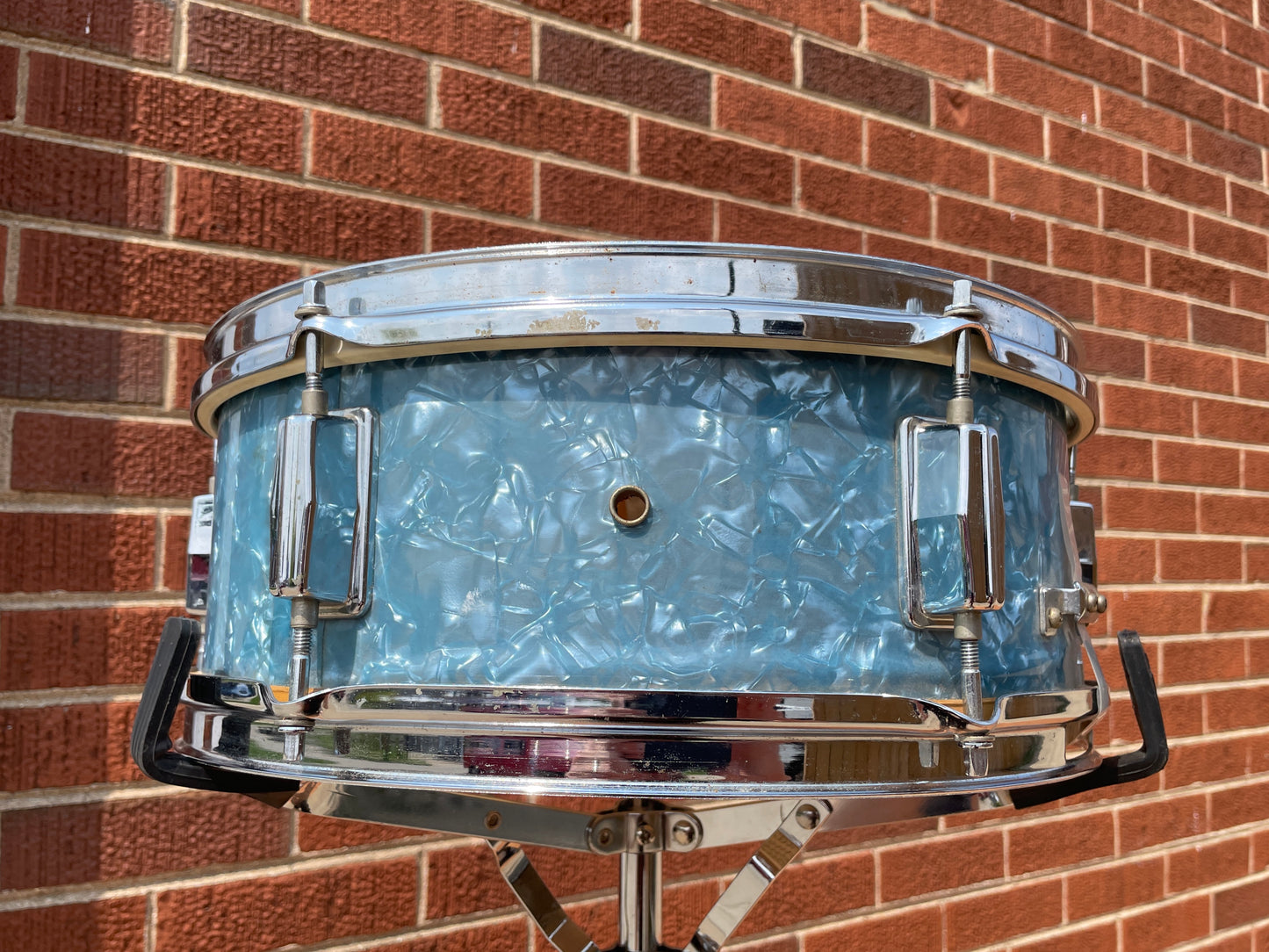1970s Reuther 5x14 Snare Drum Turquoise Blue Pearl MIJ