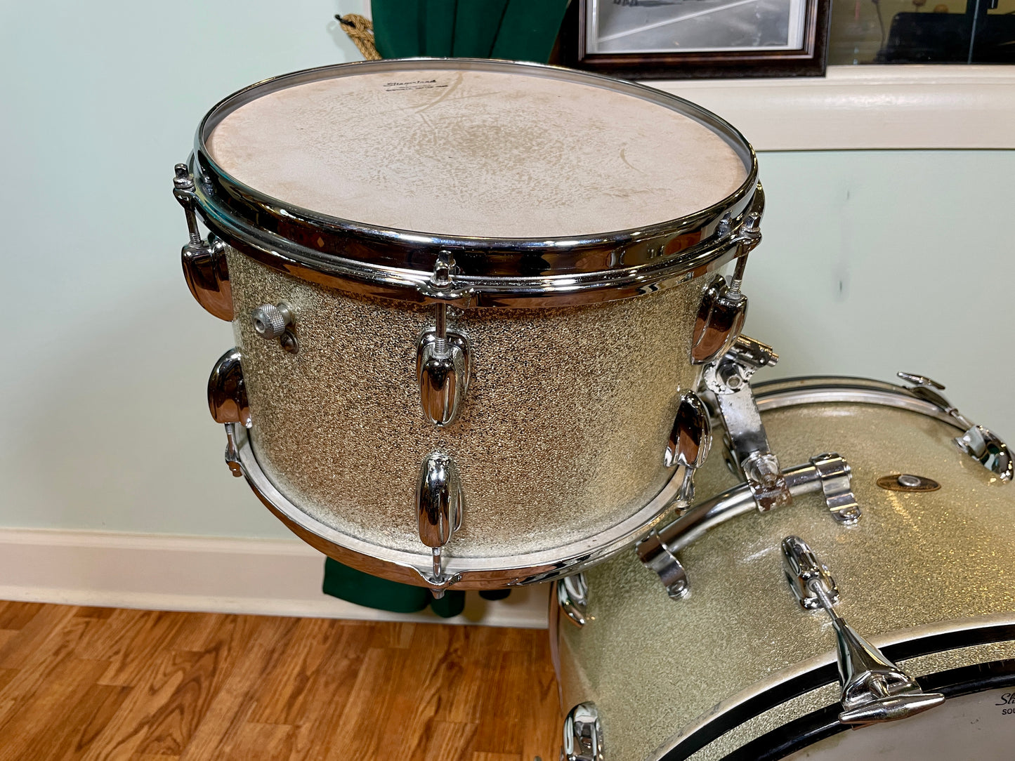 1965 Slingerland Modern Jazz No. 9N Drum Set Silver Sparkle 20-12-14
