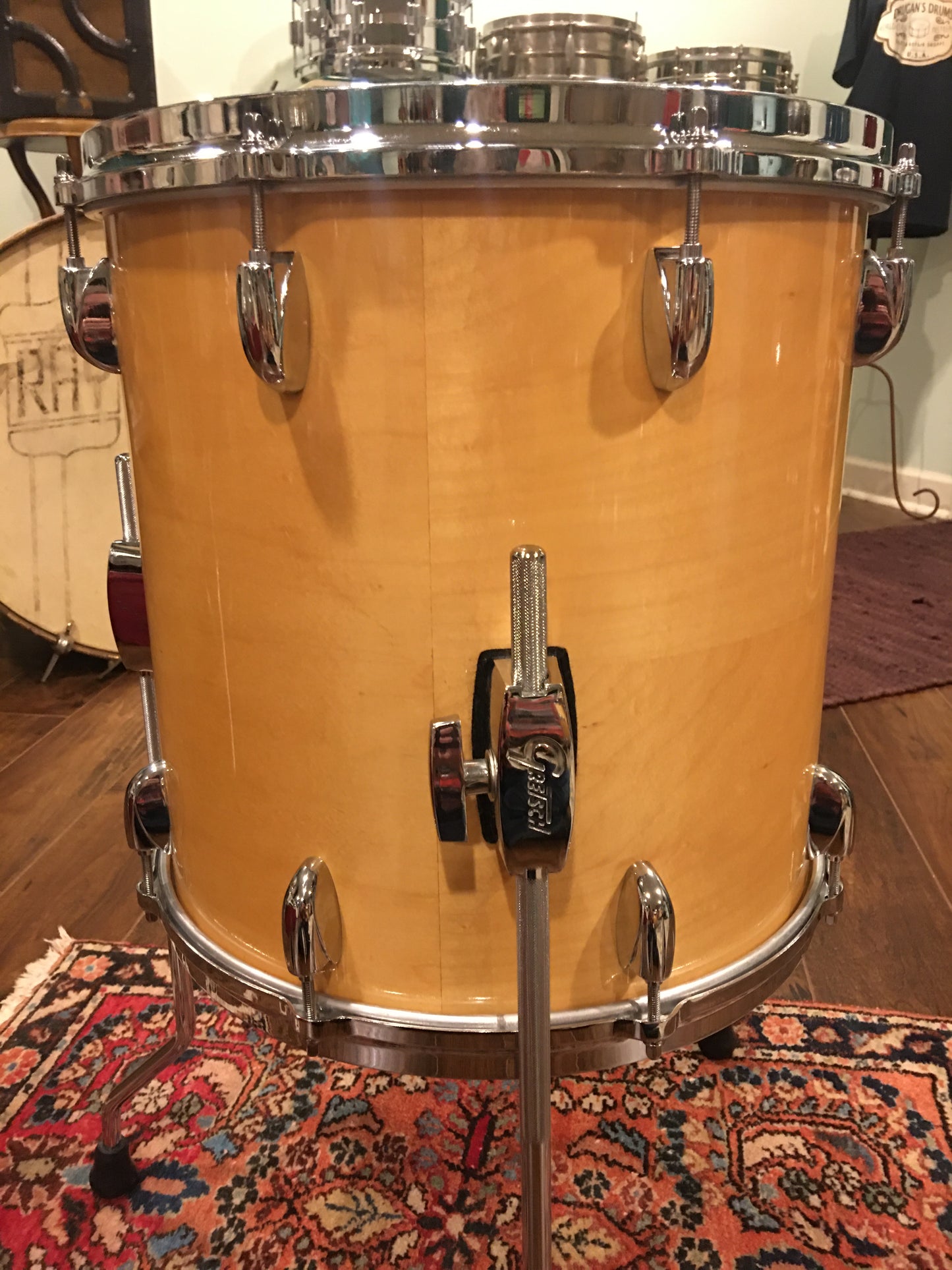 1980s Gretsch Square Badge 14X14 Floor Tom Natural Maple