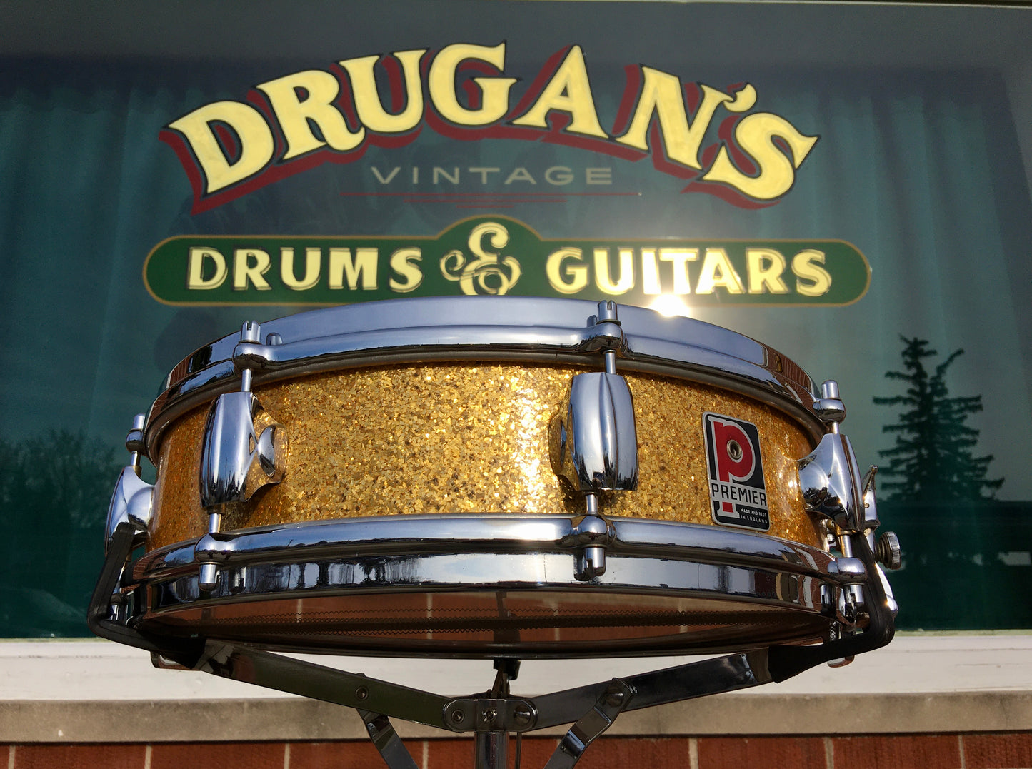 1960s Premier 4x14 Royal Ace 4 Snare Drum Gold Sparkle