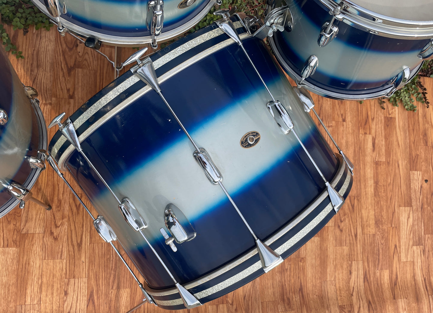 1960s Slingerland Blue & Silver Duco Drum Set 22/13/16/5.5x14