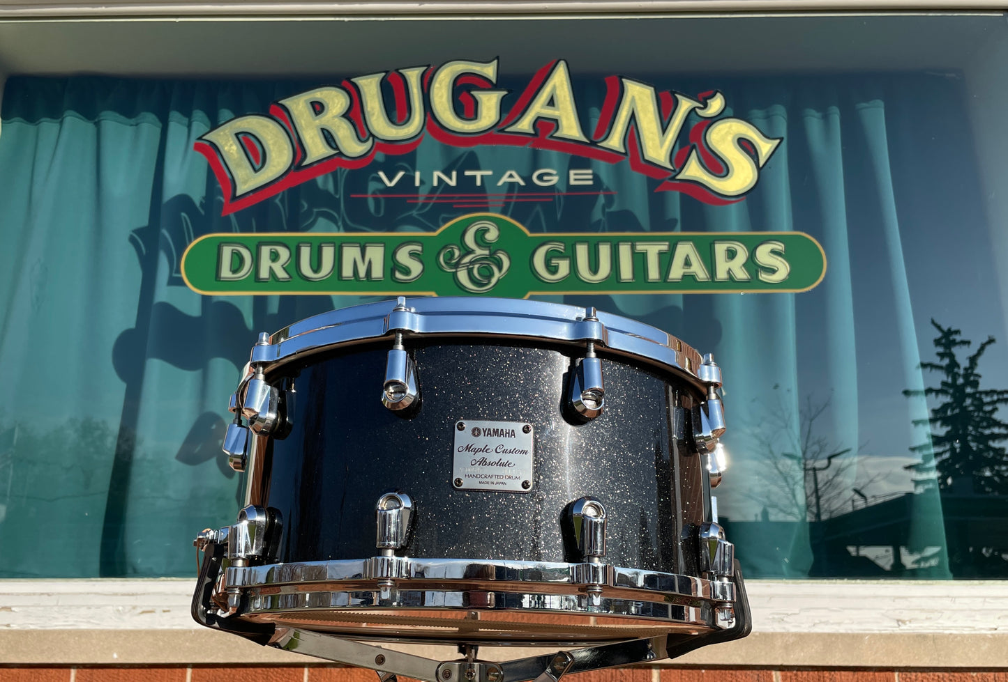 Yamaha 7x14 Maple Custom Absolute Snare Drum Black Sparkle MIJ
