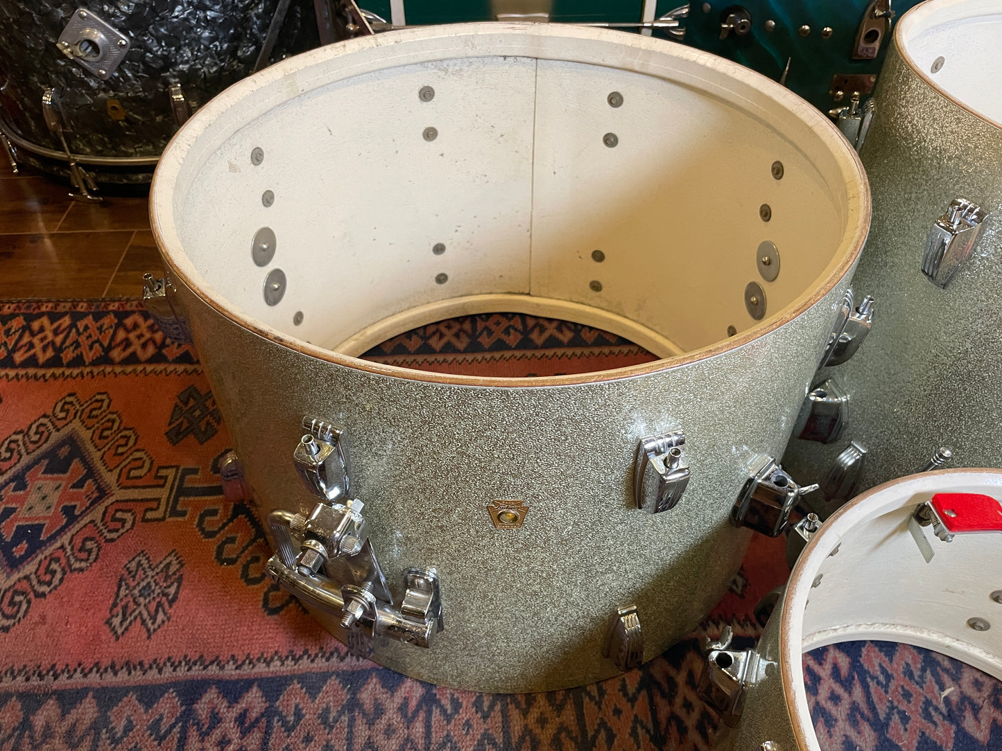 1963 Ludwig Drum Set Silver Sparkle 20/13/16 COB Hoops