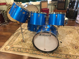1970s Ludwig Silver Badge Quadra Plus 3 Ply Drum Set Blue Silk 22/13/14/15/16/18