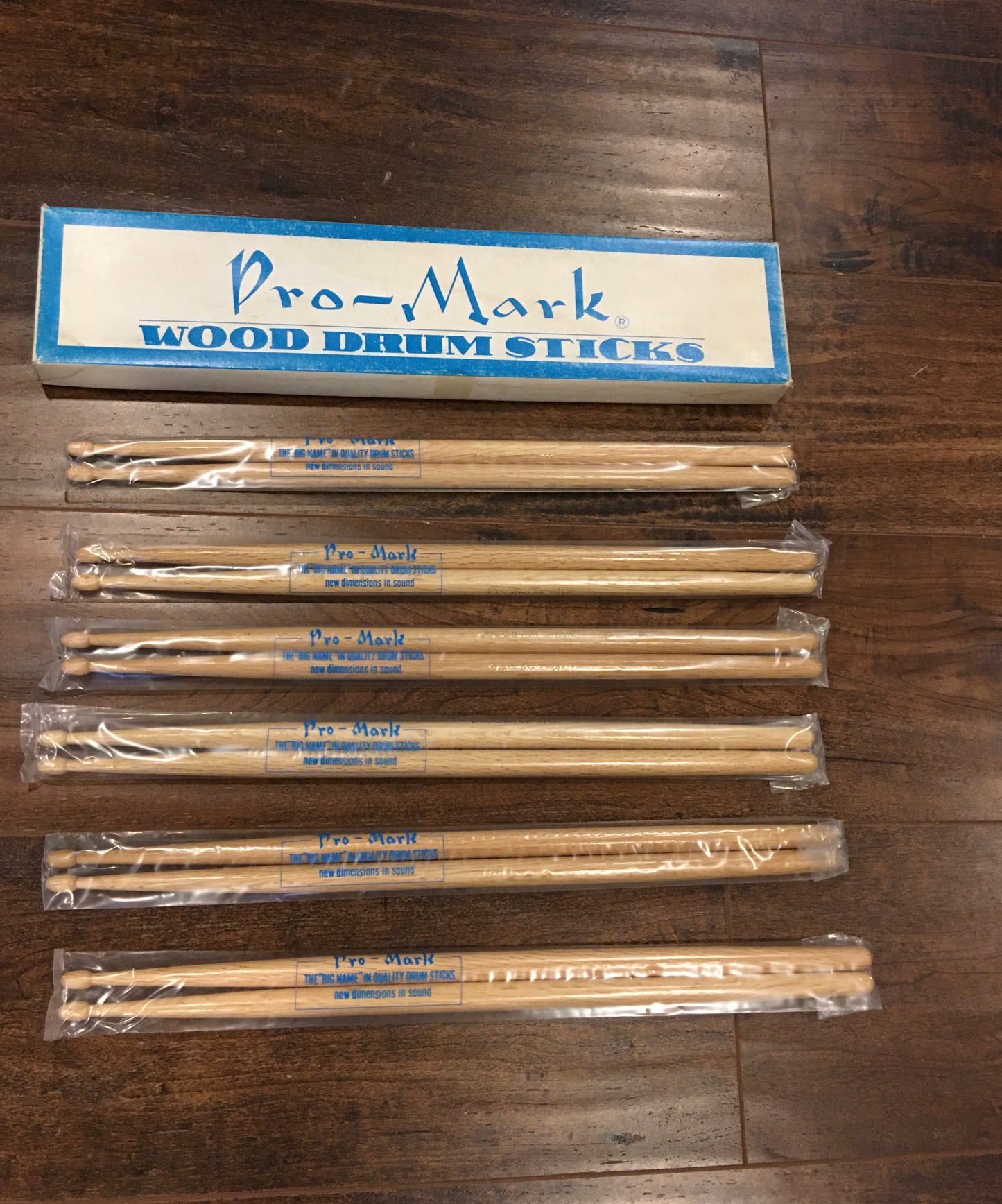 1960s NOS Pro-Mark Model JH Drumsticks Wood Tip 6 Pairs w/ Box Made In Japan