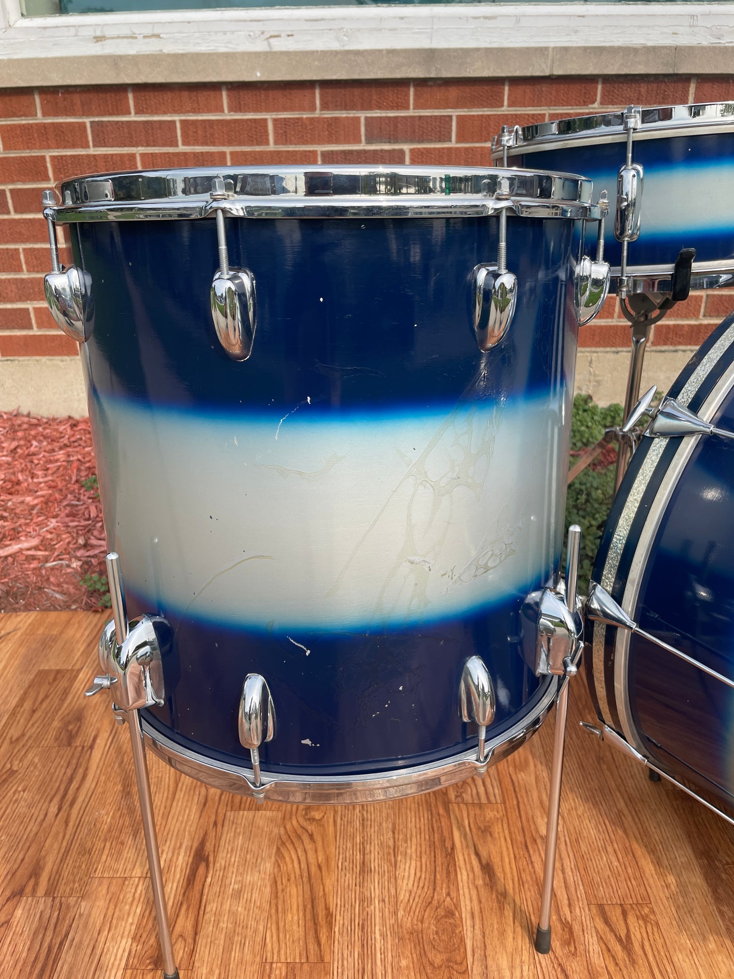 1960s Slingerland Blue & Silver Duco Drum Set 22/13/16/5.5x14