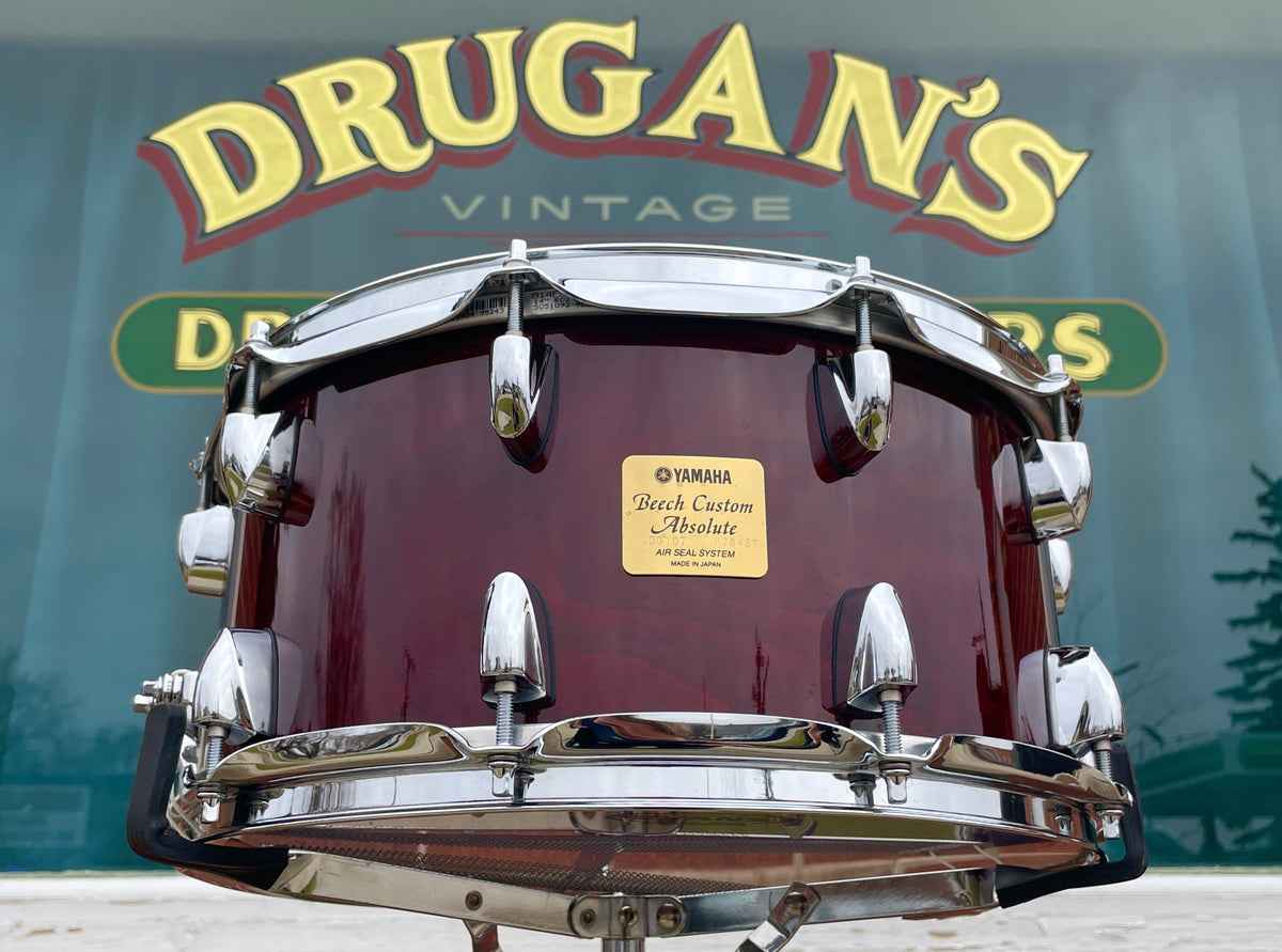 Yamaha 7x14 Beech Custom Absolute Snare Drum Cherry Wood Red 
