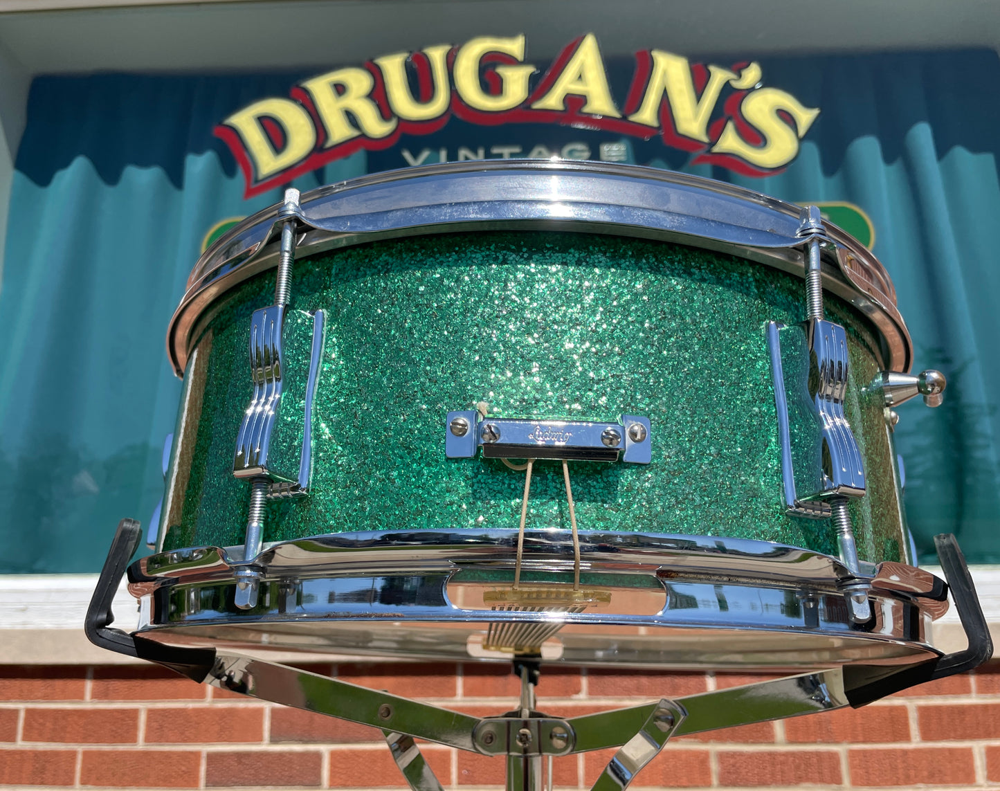 1966 Ludwig 5x14 Pioneer Snare Drum Green Sparkle