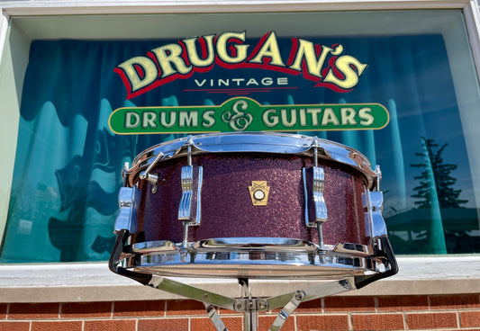 1966 Ludwig 5x14 Jazz Festival Snare Drum Burgundy Sparkle