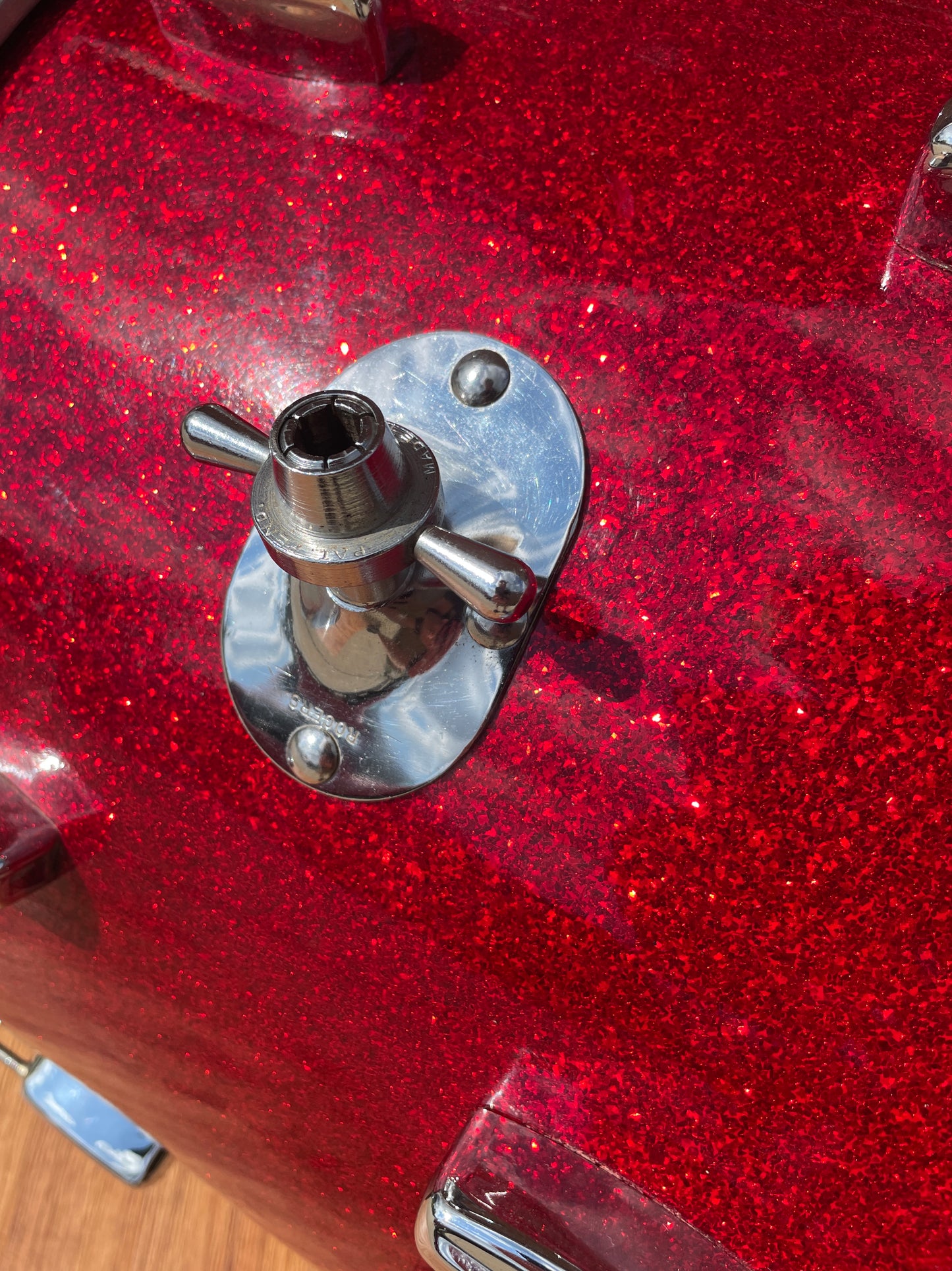 1960s Rogers 14x20 Holiday Bass Drum Single Sparkling Red Pearl Cleveland Glass Glitter Sparkle