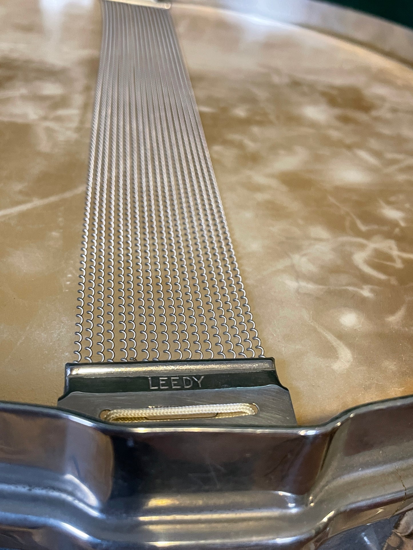 1948 Leedy 5.5x14 No. 380 Maple Snare Drum Antique Blue Lacquer Silver