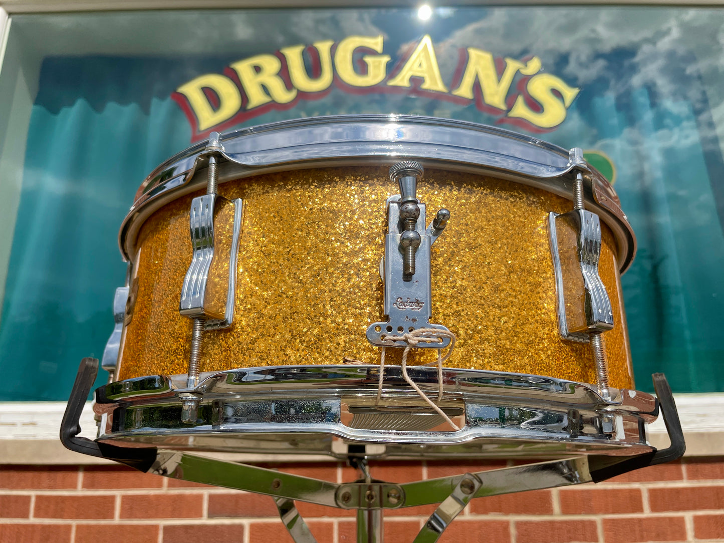 Early 1960s Ludwig 5x14 Pioneer Snare Drum Gold Sparkle Pre-Serial COB