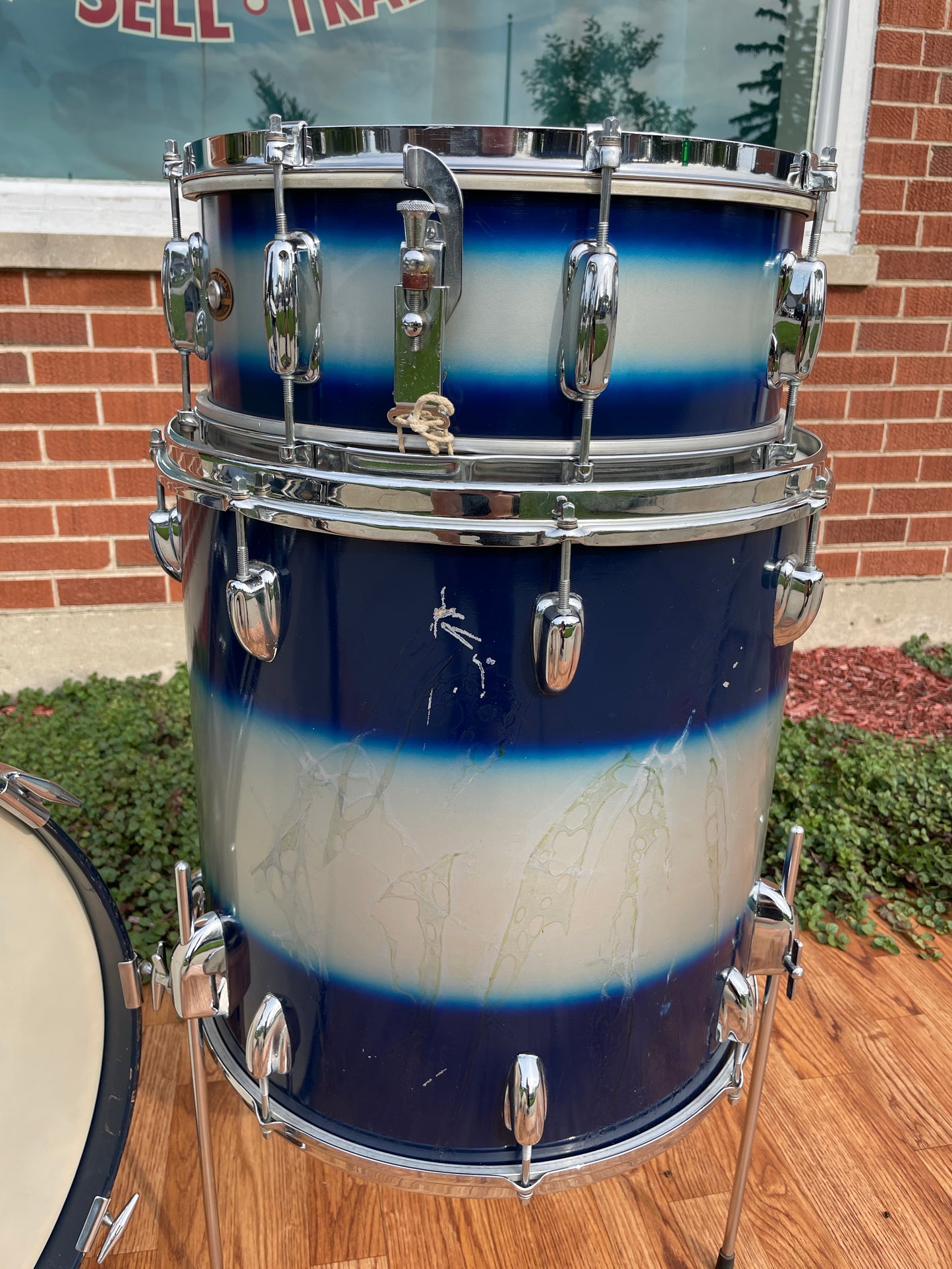 1960s Slingerland Blue & Silver Duco Drum Set 22/13/16/5.5x14